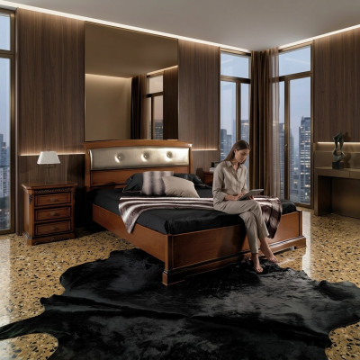 Bett Doppelbett Vaccari cav giovanni Massivholz Schlafzimmer Design Möbel Neu