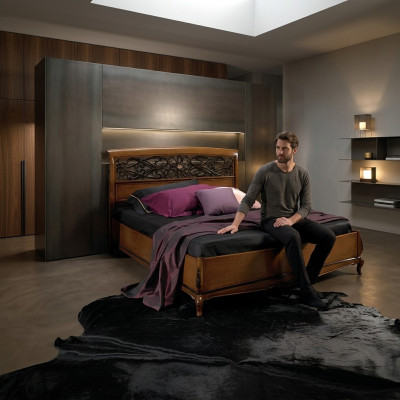 Bett Doppelbett Design Schlafzimmer Massivholz Vaccari cav giovanni Möbel Neu