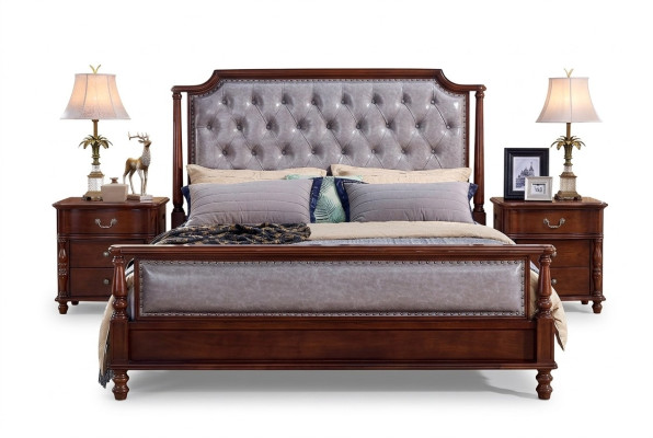 Schlafzimmer Bett Nachttisch Betten Holz Gruppe Doppel Design Set 3tlg.