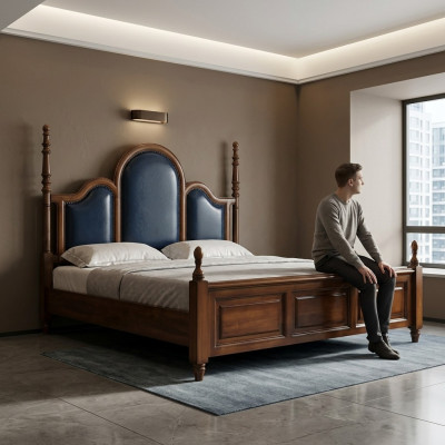 Doppelbett Holz Polster Luxus Schlafzimmer Betten Doppel Bettrahmen