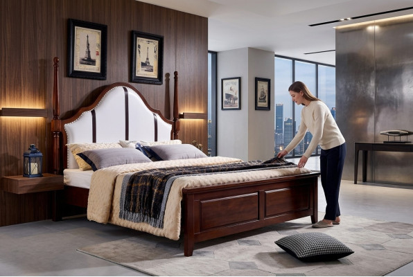Schlafzimmer Betten Doppel Bettrahmen Holz Doppelbett Polster Bett