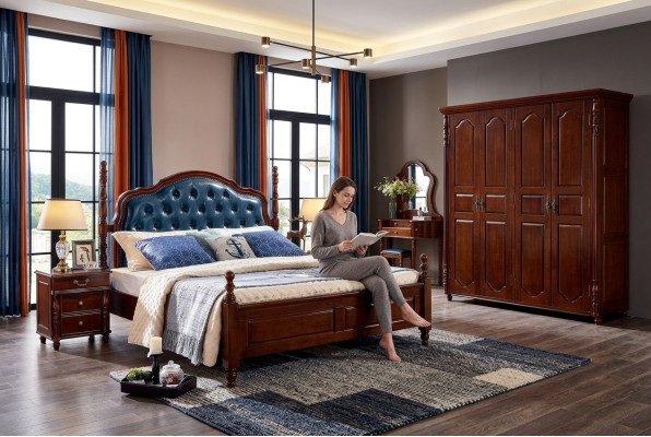 Doppel Bettrahmen Luxus Schlafzimmer Bett Doppelbett Holz Betten Neu