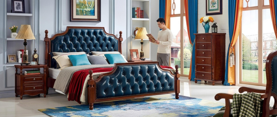 Chesterfield Doppelbett Luxus Schlafzimmer Holz Bett Polster Möbel