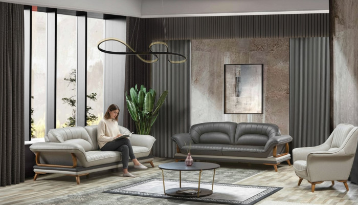 Luxus Garnitur Set Sofagarnitur 3+3+1 Sitzer Sofas Sessel Stoff 3tlg.