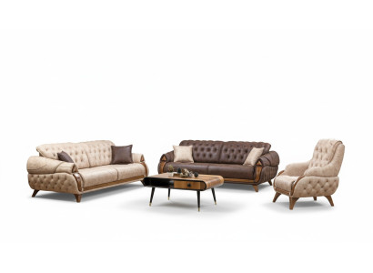 Sofa 3 Sitzer Sofas Leder Dreisitzer Polster Design Wohnzimmer Möbel