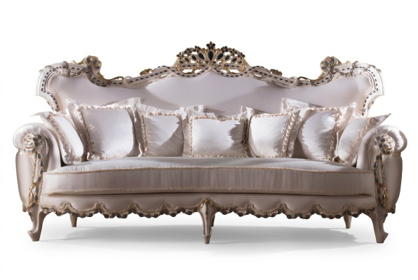 Klassischer Dreisitzer Sofa Wohnlandschaft Textilsofa 3 Sitz Barock