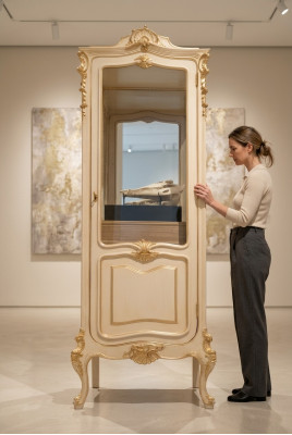 Möbel Massive Holz Vitrinen Glas Schrank Echtholz Anrichte Vitrine Wohnzimmer