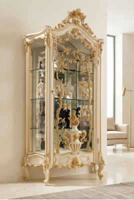 Möbel Massive Holz Vitrinen Glas Schrank Echtholz Anrichte Vitrine Wohnzimmer