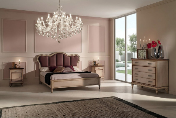 Bett Nachttisch Kommode Schlafzimmer Set Design Klassisch Luxus Betten Neu