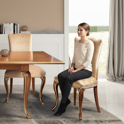 Stuhl Holz Italienische Möbel Esszimmer Stühle Luxus Design Lehnstuhl Echtholz