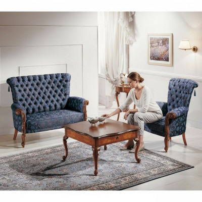 Italienische Sofagarnitur Sofa 2xSessel Couchtisch Beistelltisch 4tlg Luxus Set
