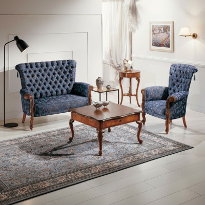 Italienische Sofagarnitur Sofa 2xSessel Couchtisch Beistelltisch 4tlg Luxus Set