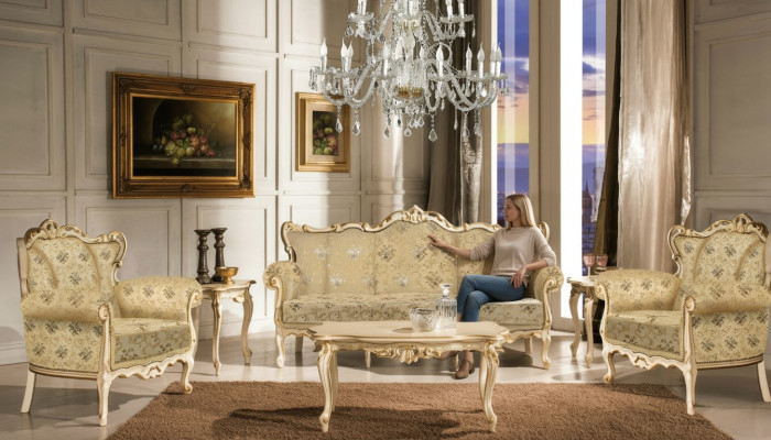 Italienische Sitzgarnitur Klassische Möbel Sitz Polster Set Sofa Couch 4tlg. Neu