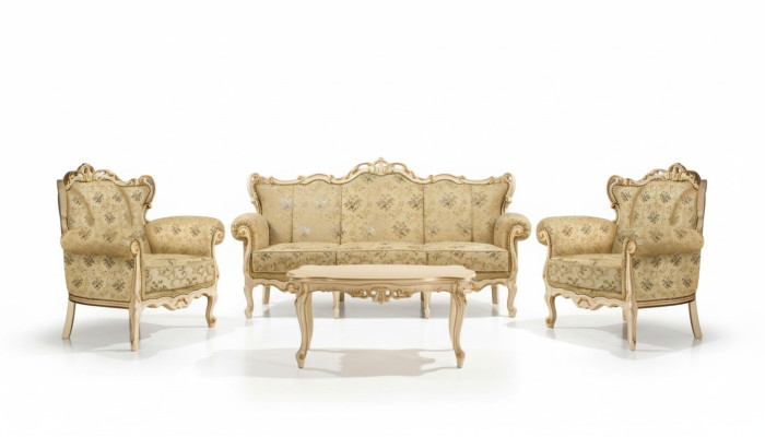 Italienische Sitzgarnitur Klassische Möbel Sitz Polster Set Sofa Couch 4tlg. Neu