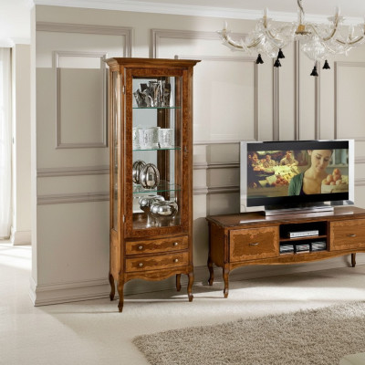 Wohnzimmer rtv Vitrine Wohnwand Schränke Design tv Art déco Vitrinen Set Schrank