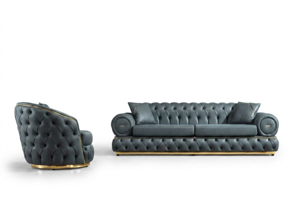 Sofagarnitur 3+1 Sitzer Garnitur Sofa Sofas Leder Sessel Luxus Chesterfield