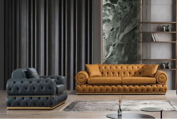 Luxus Chesterfield Sofagarnitur 3+1 Sitzer Garnitur Sofa Sessel Sofas Polster