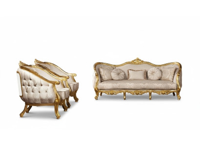 Barock Sofagarnitur 3+1+1 Sitzer Chesterfield Sofa Sofas Sessel Sitz Garnitur