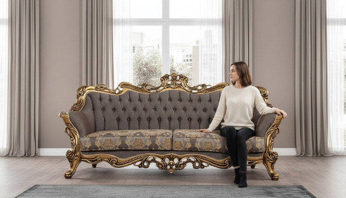 Dreisitzer Sofa 3 Sitzer Dreibettsofa Sofa Sofas Sessel Sitz Stoff Stil Barock