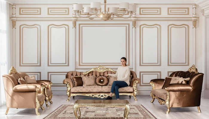 Sofagarnitur 3+3 Sitzer Luxus Garnitur Sofa Sofas Set Barock Wohnzimmer