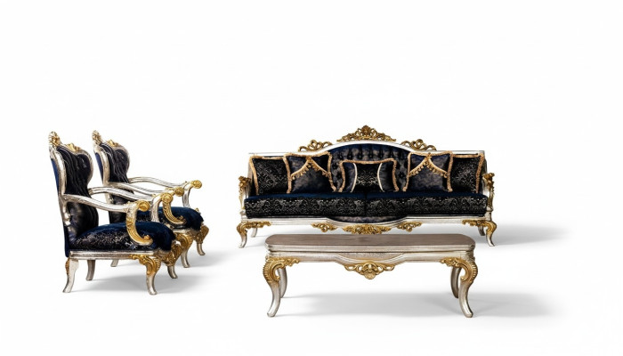 Gruppe Set Sofagarnitur 3+1+1 Sitzer 3tlg. Möbel Sofas Sessel Luxus Sitz Barock