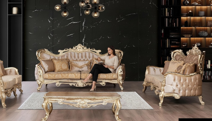 Sofagarnitur 3+3 Sitzer Sofa Sessel Sofas Relax Luxus Set Wohnzimmer Barock 2tlg