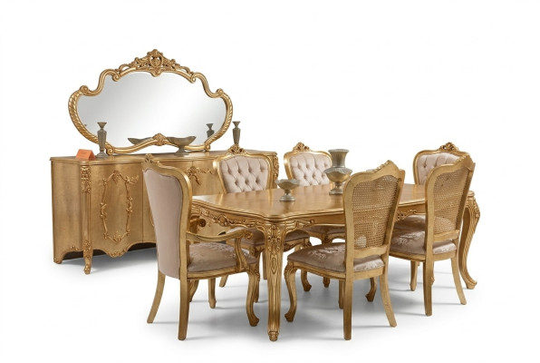 Luxus Garnitur Set 9tlg. Esszimmer Esstisch Stuhl Kommode Spiegel Ess Tisch Neu