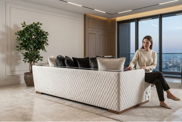 Sofa 3 Sitzer Weiß Luxus Wohnzimmer Klassische Italienischer Stil