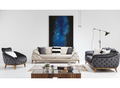 Dreisitzer Chesterfield Couch Polster Sofas Textil Leder Sofa Couchen Möbel Neu