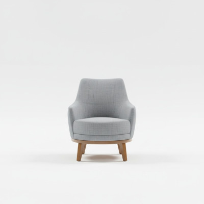 Sessel 1 Sitzer Wohnzimmer Lehnstuhl Einsitzer Holz Textil Stoff
