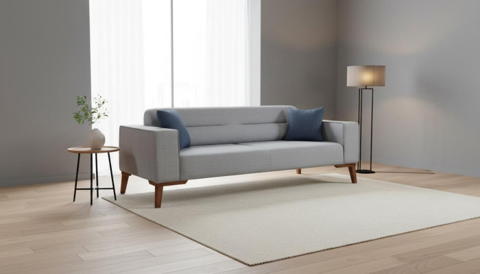 Polster Sitz Couch 3 Sitz Graue Sofa Sofas Couchen Textil Stoff Dreisitzer Stoff
