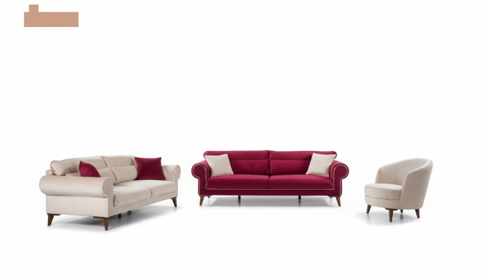 Garnitur Set Sofagarnitur 3+3+1 Sitz Sofas Sessel Stoff 3tlg Couchen