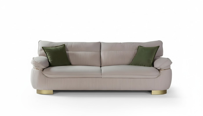 Moderne Sofas 3 Sitz Weiche Couch Polster Design Wohnzimmer Beige