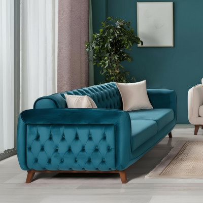 Design Couch 3 Sitzer Sofa Dreisitzer Polster Stoff Turkis Sitzpolster