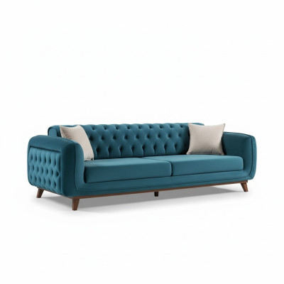 Design Couch 3 Sitzer Sofa Dreisitzer Polster Stoff Turkis Sitzpolster