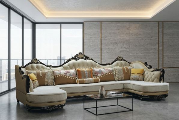 Sofas Wohnlandschaft Ecksofa Sofa Polster Couch Holz Textil Couchen