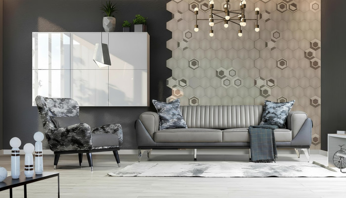 Sofa Garnitur 3+1 Sitzer Wohnzimmer Garnitur Sofa Sessel Sofa Neu Grau