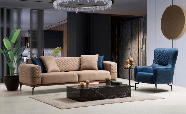 Sessel Einsitzer Luxus 1 Sitzer Polster Sitz Designer Textil Sitz Stoff Modern