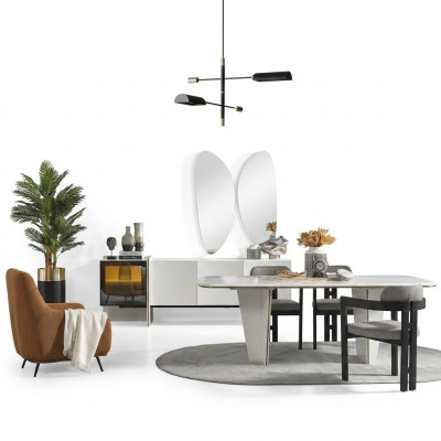 Essgruppe Garnitur Esszimmer Esstisch Luxus Stühle Essecke 9tlg Weiß