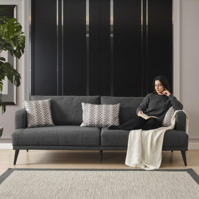 Viersitzer Sofa 4 Sitzer Sofas Stoff Grau Modern Sitzer Wohnzimmer Neu