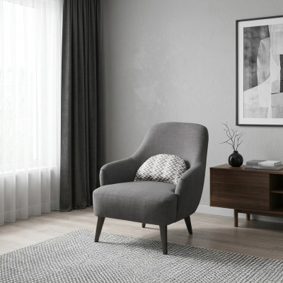 Sessel Ohrensessel Stoff Wohnzimmer Polyester Design Grau Modern Sitz