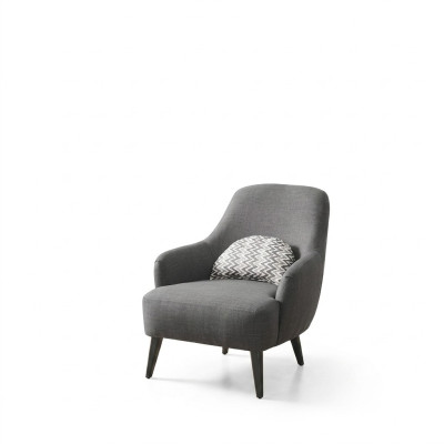 Sessel Ohrensessel Stoff Wohnzimmer Polyester Design Grau Modern Sitz