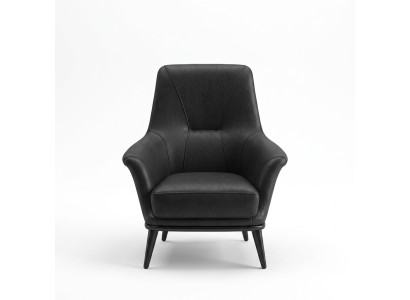 Luxus Sessel Ohrensessel Cocktailsessel Kunstleder Polyester Schwarz