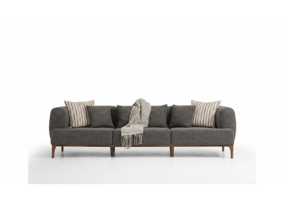 Dreisitzer Sofa 3 Sitzer Sofas Grau Stoff Wohnzimmer Luxus Modern Neu