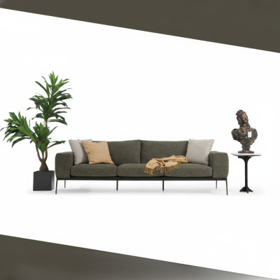 Dreisitzer Sofa 3 Sitzer Sofas Grau Stoff Wohnzimmer Luxus Modern Neu