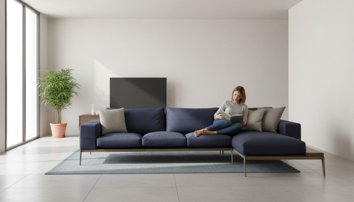 Ecksofa L-Form Sofa Wohnzimmer Grau Modern Stoff Sofas Sitzer Design