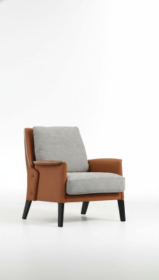 Sessel Ohrensessel Cocktailsessel Stoff Wohnzimmer Orange Modern Grau