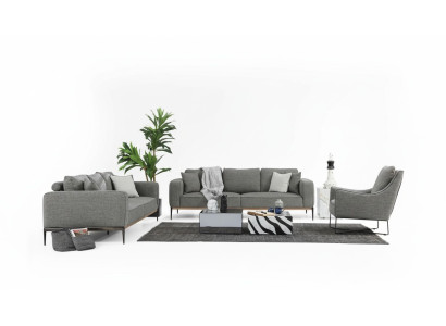 Komplette Couchgarnitur Sofagarnitur Sofa 321 Sitzer Stoff Set Grau