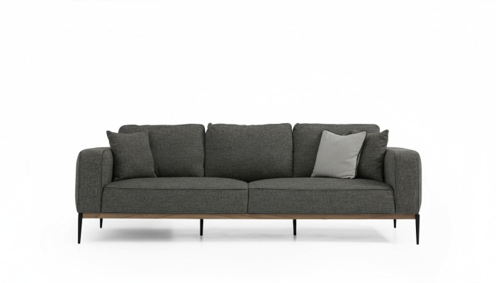 Dreisitzer Sofa 3 Sitzer Stoff Modern Sofas Design Wohnzimmer Grau