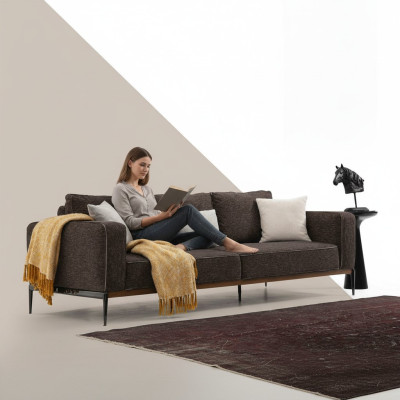 Dreisitzer Sofa 3 Sitzer Stoff Modern Sofas Design Wohnzimmer Grau